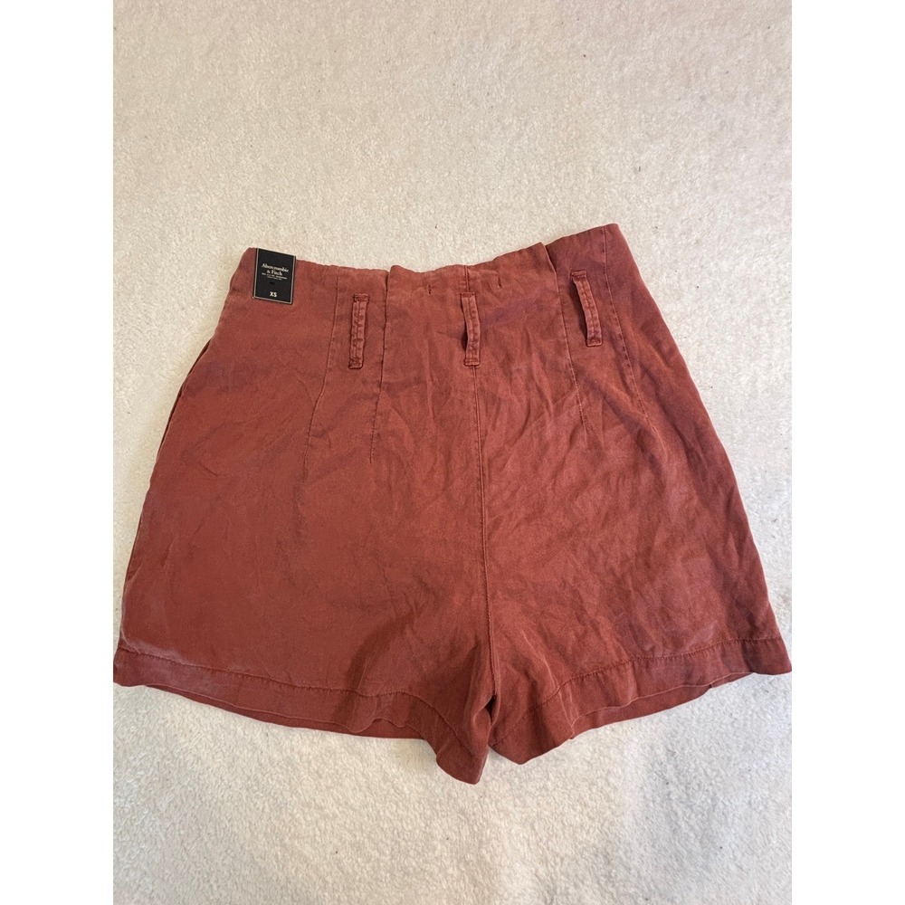 Abercrombie & Fitch Womens High Rise Pleated Shorts Rust Terracotta Size XS NEW